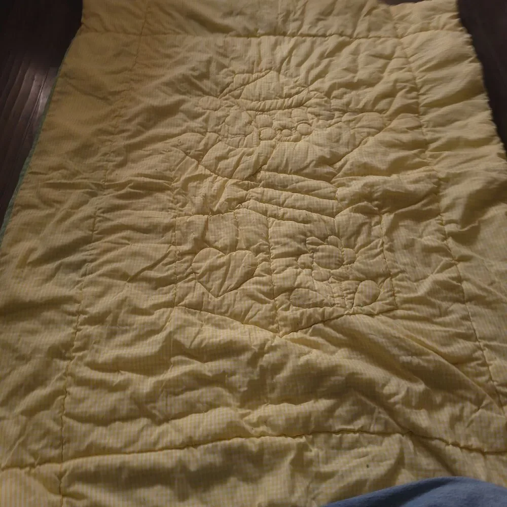 Vintage Handmade Jack in the Baby Quilt 41”x 53” Baby Heart Applique Blanket